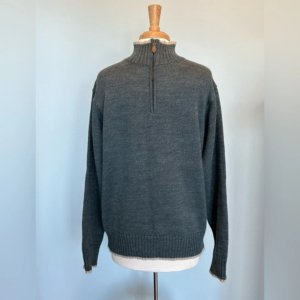 Woolovers 100% Pure British Wool 1/4 zip pullover long sleeve contrast sweater M